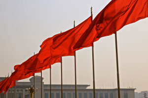 Red flags at Tiananmen Square.
