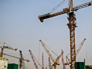 Tower cranes dominate the skyline of nearly every Chinese city.